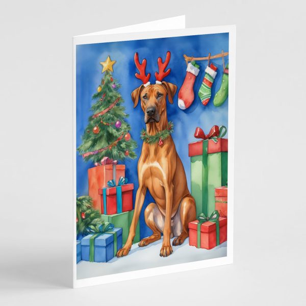 Rhodesian Ridgeback Christmas Reindeer Greeting Cards Pack of 8 Cheap