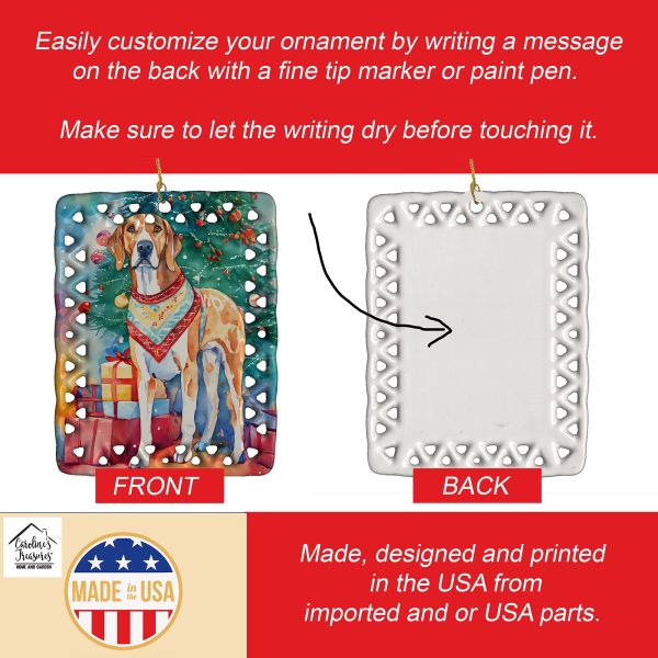 American English Coonhound Christmas Porcelain Ornament Sale - Image 3