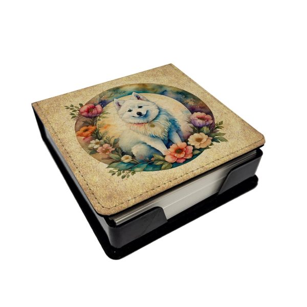 American Eskimo and Flowers PU Leather Note Paper Holder Online now