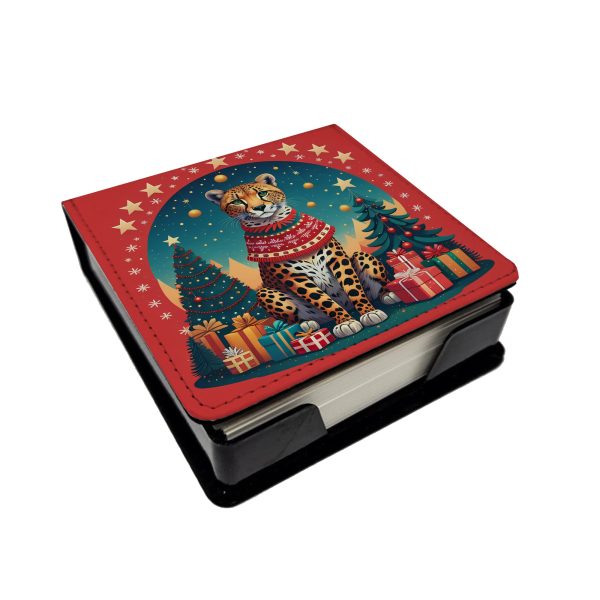 Cheetah Christmas PU Leather Note Paper Holder Discount