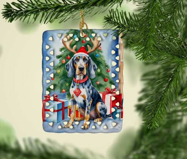 Bluetick Coonhound Christmas Reindeer Porcelain Ornament Supply - Image 2