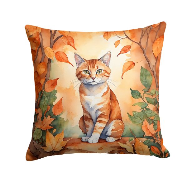 Suphalak Cat in Fall Leaves Throw Pillow Discount
