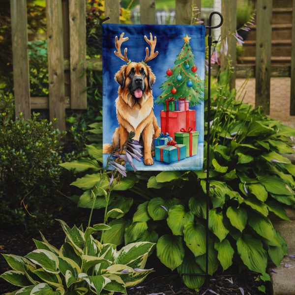 Leonberger Christmas Garden Flag – Dog in Reindeer Antlers with Tree & Gifts Sale - Image 2