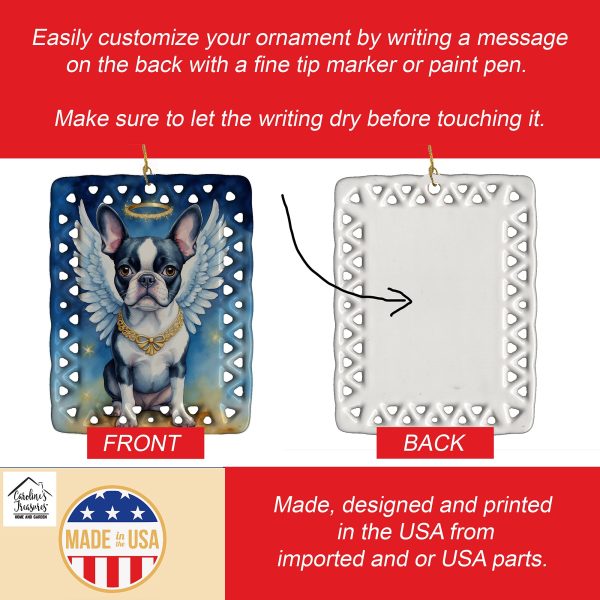 Boston Terrier My Angel Porcelain Ornament Sale - Image 3
