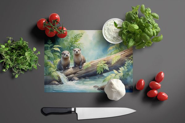 River Otters at Play Glass Cutting Board Cheap - Image 3
