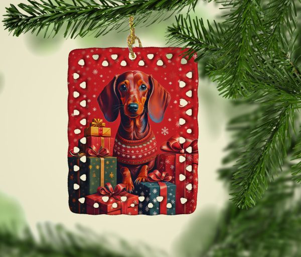 Dachshund Holiday Christmas Porcelain Ornament Online Hot Sale - Image 2