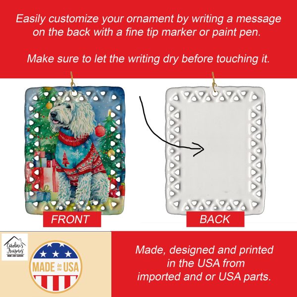 Komondor Christmas Porcelain Ornament For Cheap - Image 3