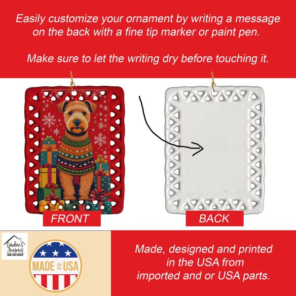 Lakeland Terrier Holiday Christmas Porcelain Ornament Online - Image 3