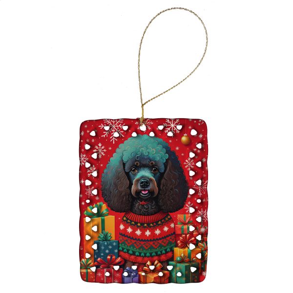 Poodle Holiday Christmas Porcelain Ornament Fashion