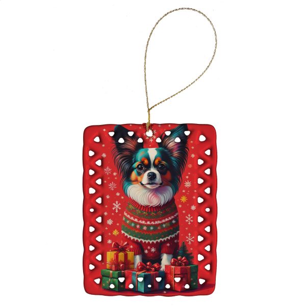 Papillon Holiday Christmas Porcelain Ornament on Sale