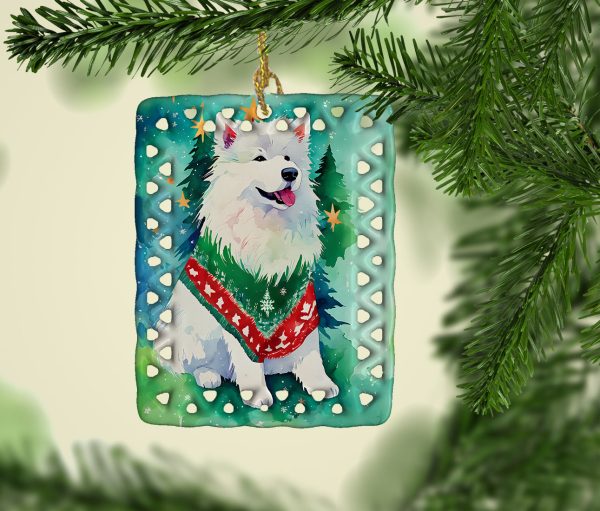 Samoyed Christmas Porcelain Ornament For Discount - Image 2