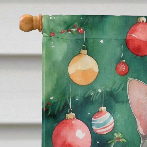 Asian Cat By the Christmas Tree House Flag Online - Image 3