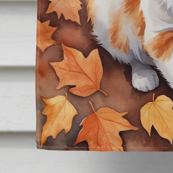 Turkish Van Cat in Fall Leaves House Flag Online - Image 4