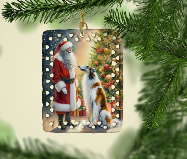 Borzoi and Santa Claus Porcelain Ornament Supply - Image 2