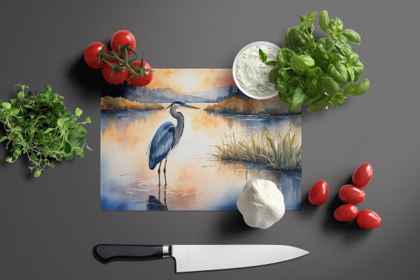 Blue Heron in the Golden Hour Glass Cutting Board on Sale - Image 3