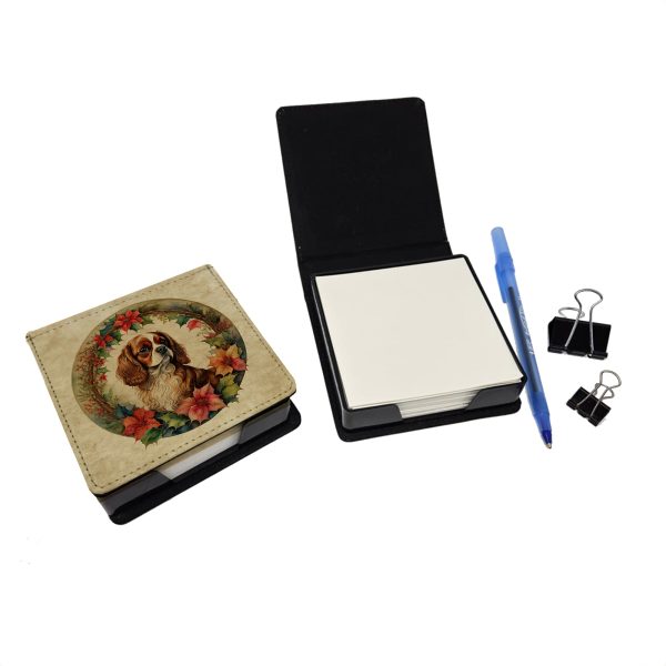 Cavalier Spaniel Christmas Flowers PU Leather Note Paper Holder Sale - Image 2