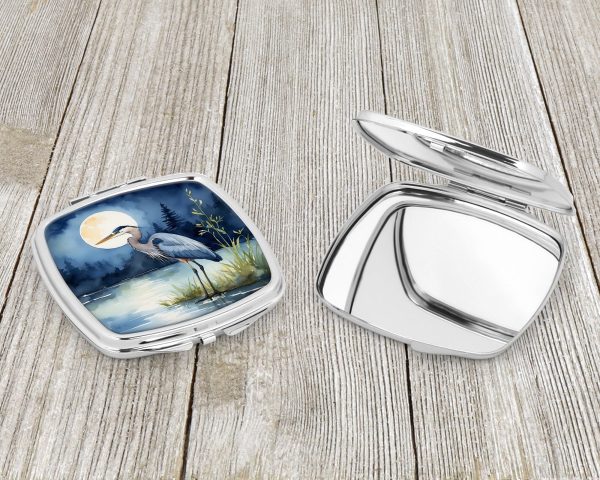 Blue Heron Under the Moonlight Compact Mirror Online Sale - Image 3