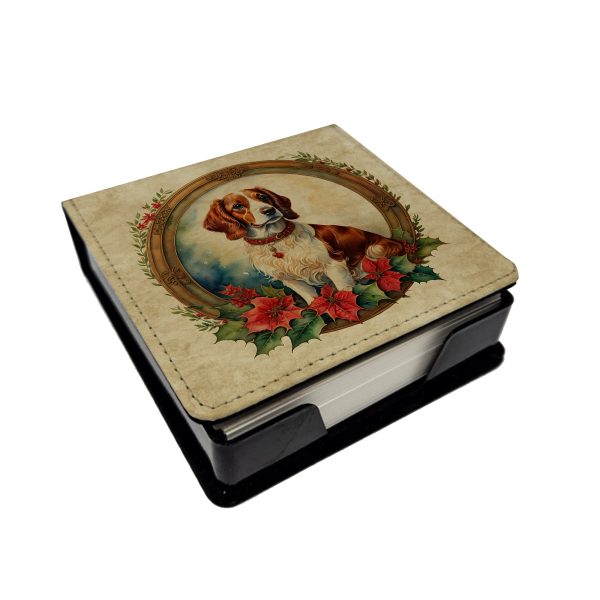 Brittany Spaniel Christmas Flowers PU Leather Note Paper Holder Discount
