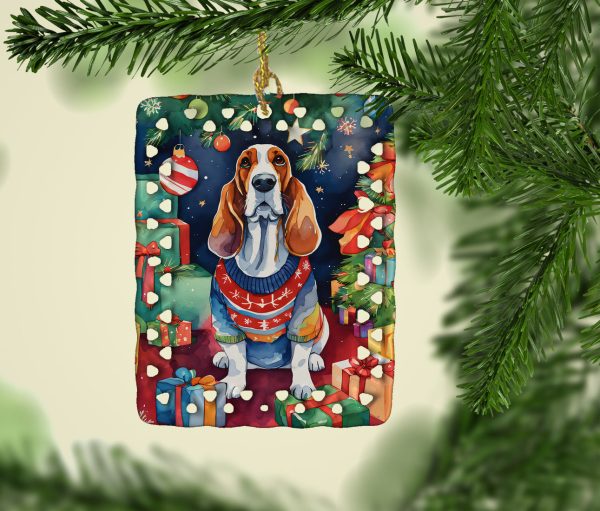 Basset Hound Christmas Porcelain Ornament For Cheap - Image 2