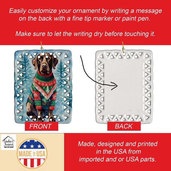 German Shorthaired Pointer Christmas Porcelain Ornament Online now - Image 3