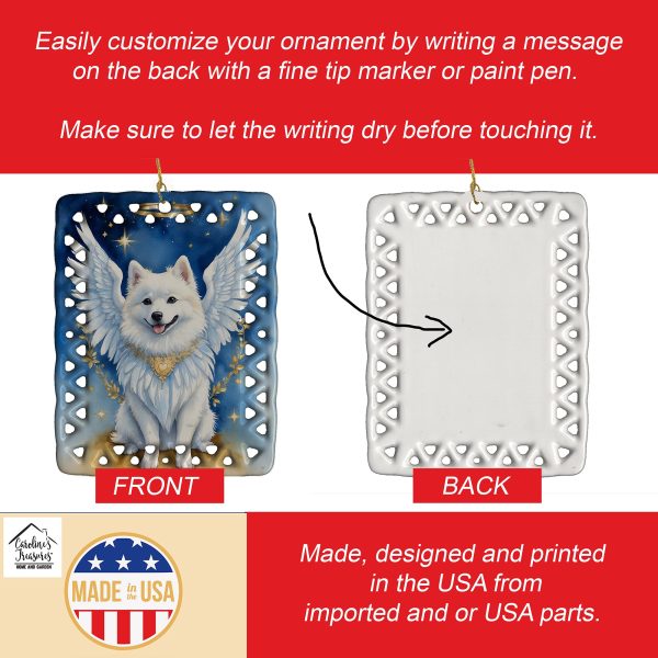 American Eskimo My Angel Porcelain Ornament Online - Image 3
