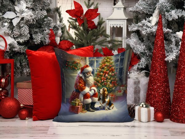 Basset Hound and Santa Claus Throw Pillow Online now - Image 2