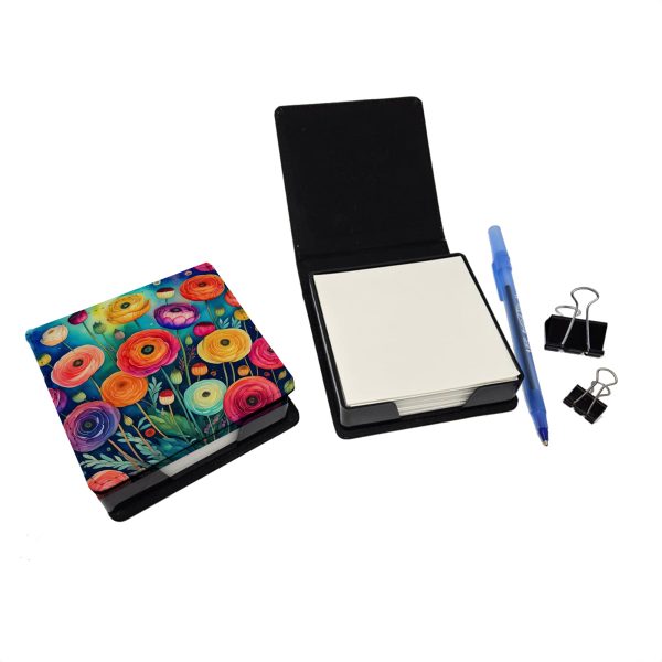 Colorful Ranunculus PU Leather Note Paper Holder Fashion - Image 2