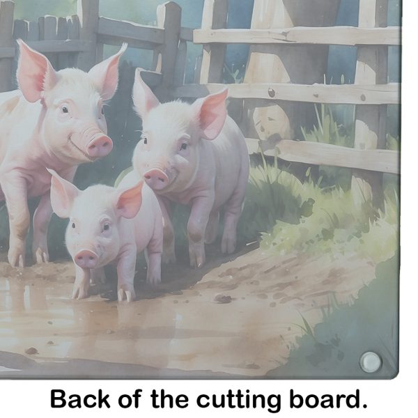 Piglets in the Mud Glass Cutting Board Online - Image 5