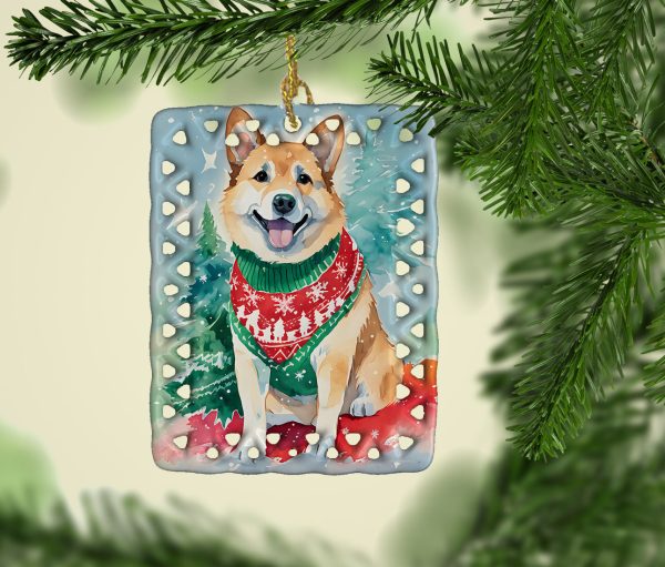 Norwegian Buhund Christmas Porcelain Ornament Cheap - Image 2