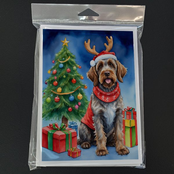 Wirehaired Pointing Griffon Christmas Reindeer Greeting Cards Pack of 8 For Cheap - Image 3