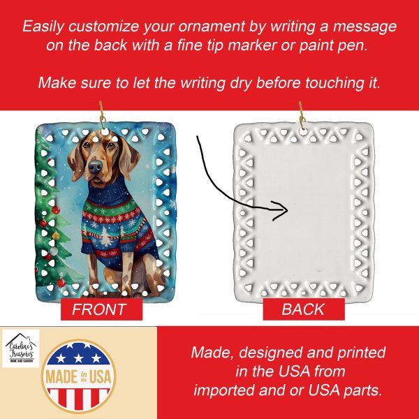Coonhound Christmas Porcelain Ornament Cheap - Image 3
