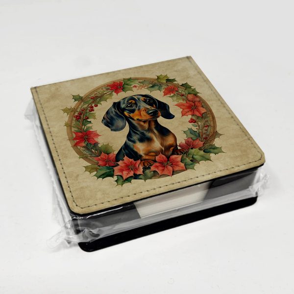Dachshund Christmas Flowers PU Leather Note Paper Holder Hot on Sale - Image 4