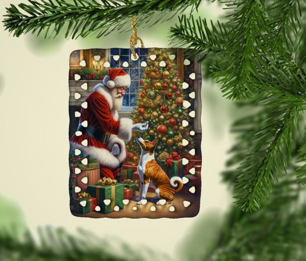 Basenji and Santa Claus Porcelain Ornament Fashion - Image 2