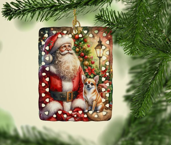 Chihuahua and Santa Claus Porcelain Ornament Online - Image 2