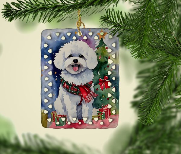 Bichon Frise Christmas Porcelain Ornament For Cheap - Image 2
