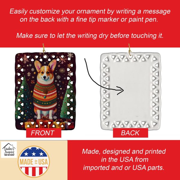 Corgi Holiday Christmas Porcelain Ornament Sale - Image 3