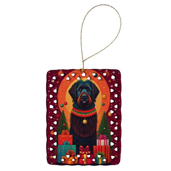Black Briard Holiday Christmas Porcelain Ornament Fashion
