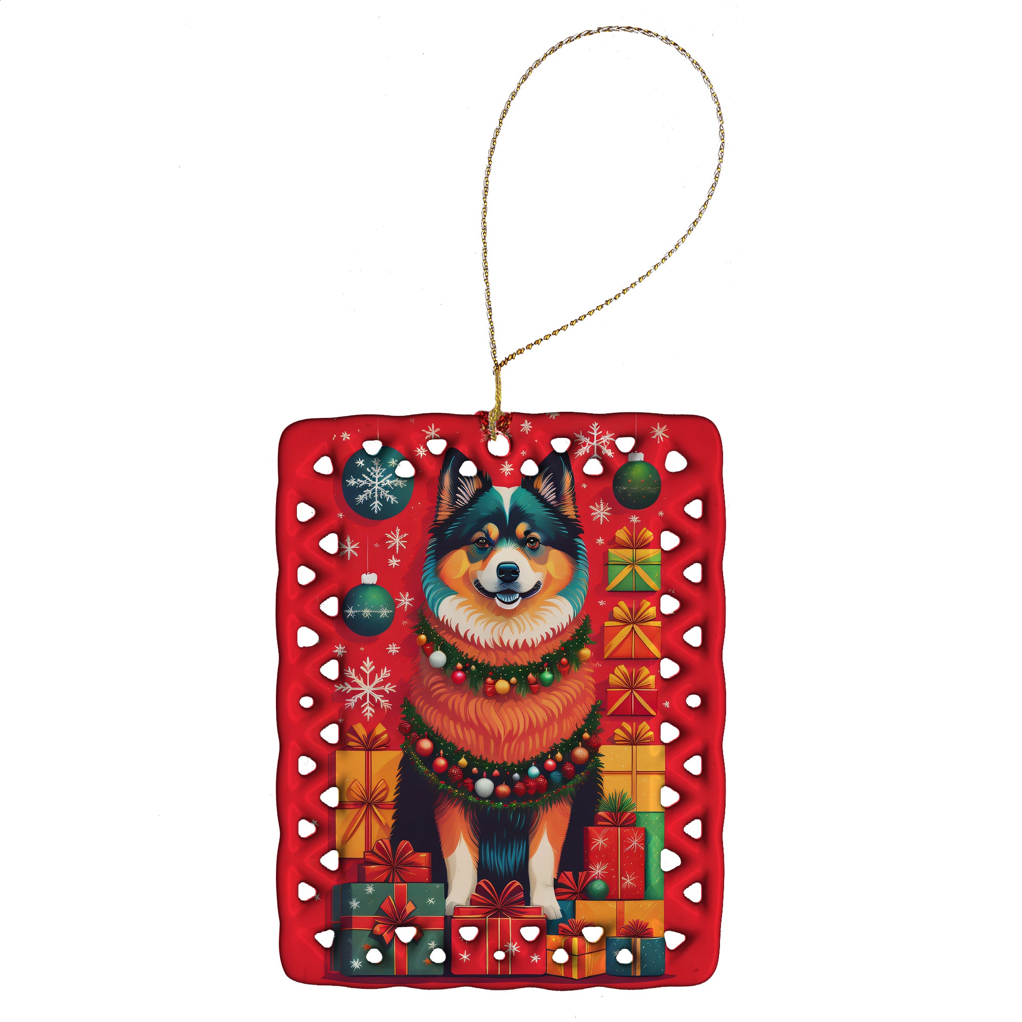 Finnish Lapphund Holiday Christmas Porcelain Ornament Online