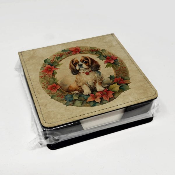 English Toy Spaniel Christmas Flowers PU Leather Note Paper Holder on Sale - Image 4