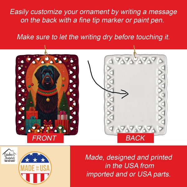 Black Briard Holiday Christmas Porcelain Ornament Fashion - Image 3