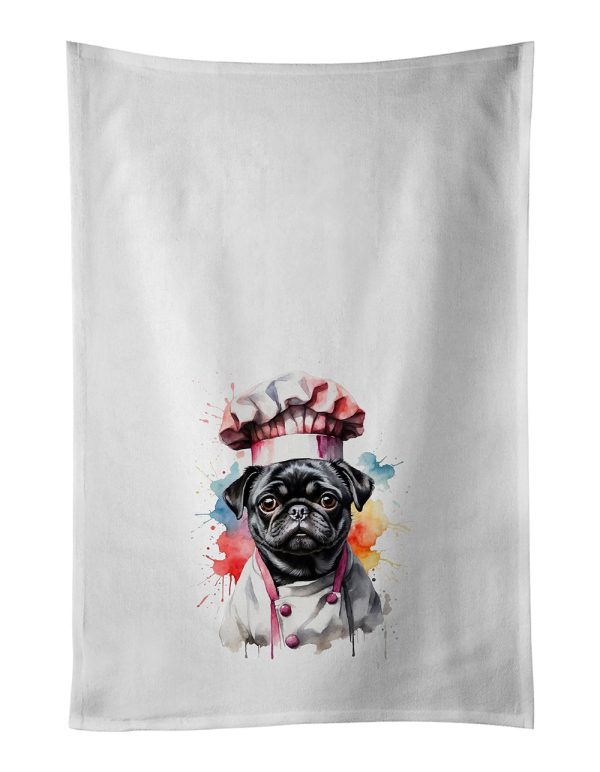 Pug Chef Kitchen Towel Set of 2 For Sale