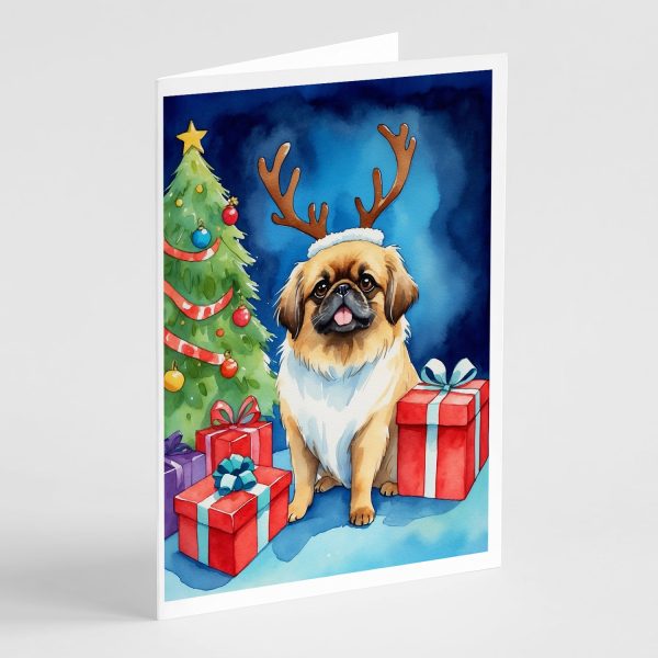 Pekingese Christmas Reindeer Greeting Cards Pack of 8 Sale