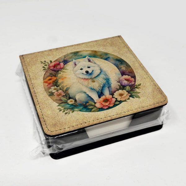 American Eskimo and Flowers PU Leather Note Paper Holder Online now - Image 4