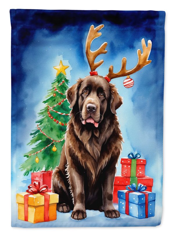 Chocolate Newfoundland Christmas Reindeer House Flag Online