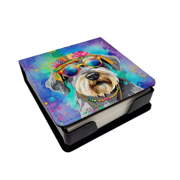 Schnauzer Hippie Dawg PU Leather Note Paper Holder For Sale