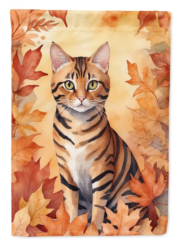 Toyger Fall Garden Flag - Cat in Fall Leaves - Cat-Themed Seasonal Yard Decor Discount