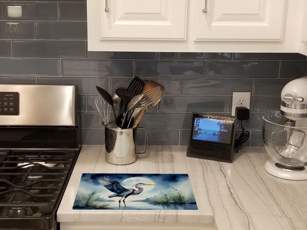 Blue Heron Under the Moonlight Glass Cutting Board Cheap - Image 2