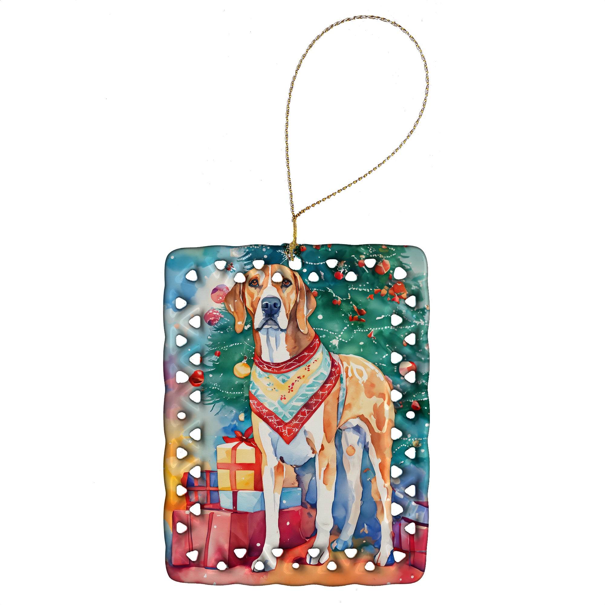 American English Coonhound Christmas Porcelain Ornament Sale