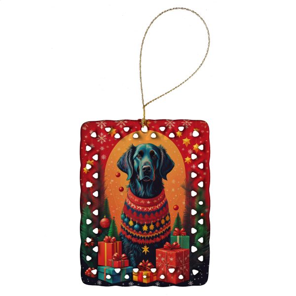 Flat-Coated Retriever Holiday Christmas Porcelain Ornament Online now