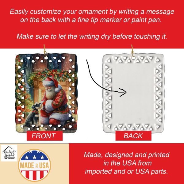 Schnauzer and Santa Claus Porcelain Ornament Cheap - Image 3